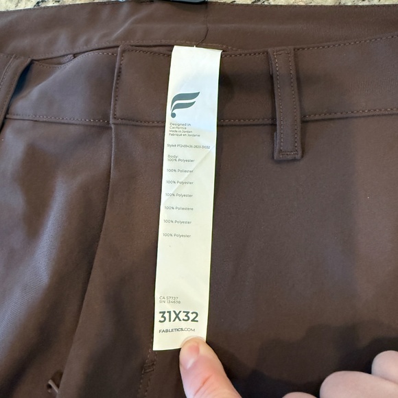NWT Fabletics The Don Trouser Cacao Slim Fit - 31x32 - Picture 5 of 5
